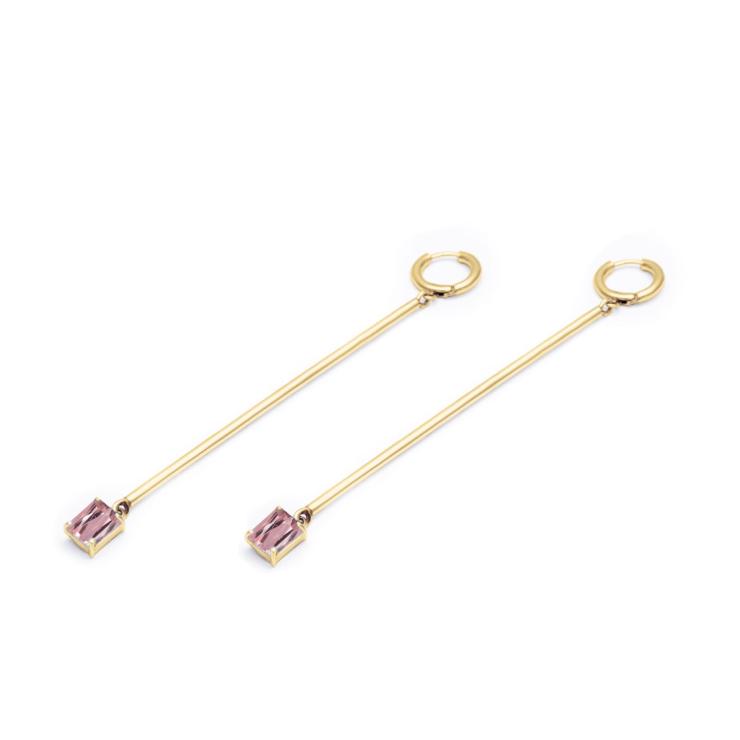 BAR & PINK QUARTZ LOA HOOP