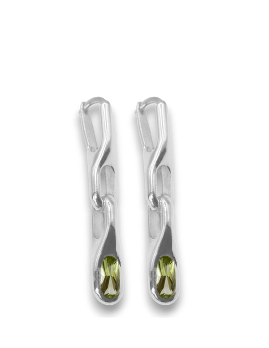 WAVE DUO PERIDOT EARRING