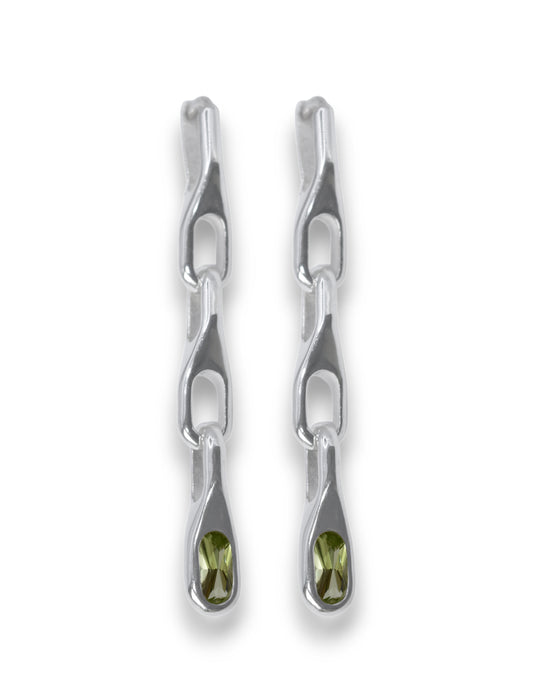 WAVE TRIO PERIDOT EARRING