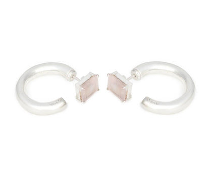 HOOP & PINK QUARTZ STUD