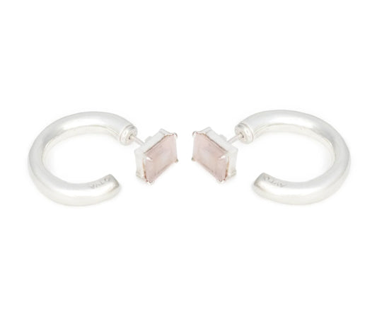 HOOP & PINK QUARTZ STUD